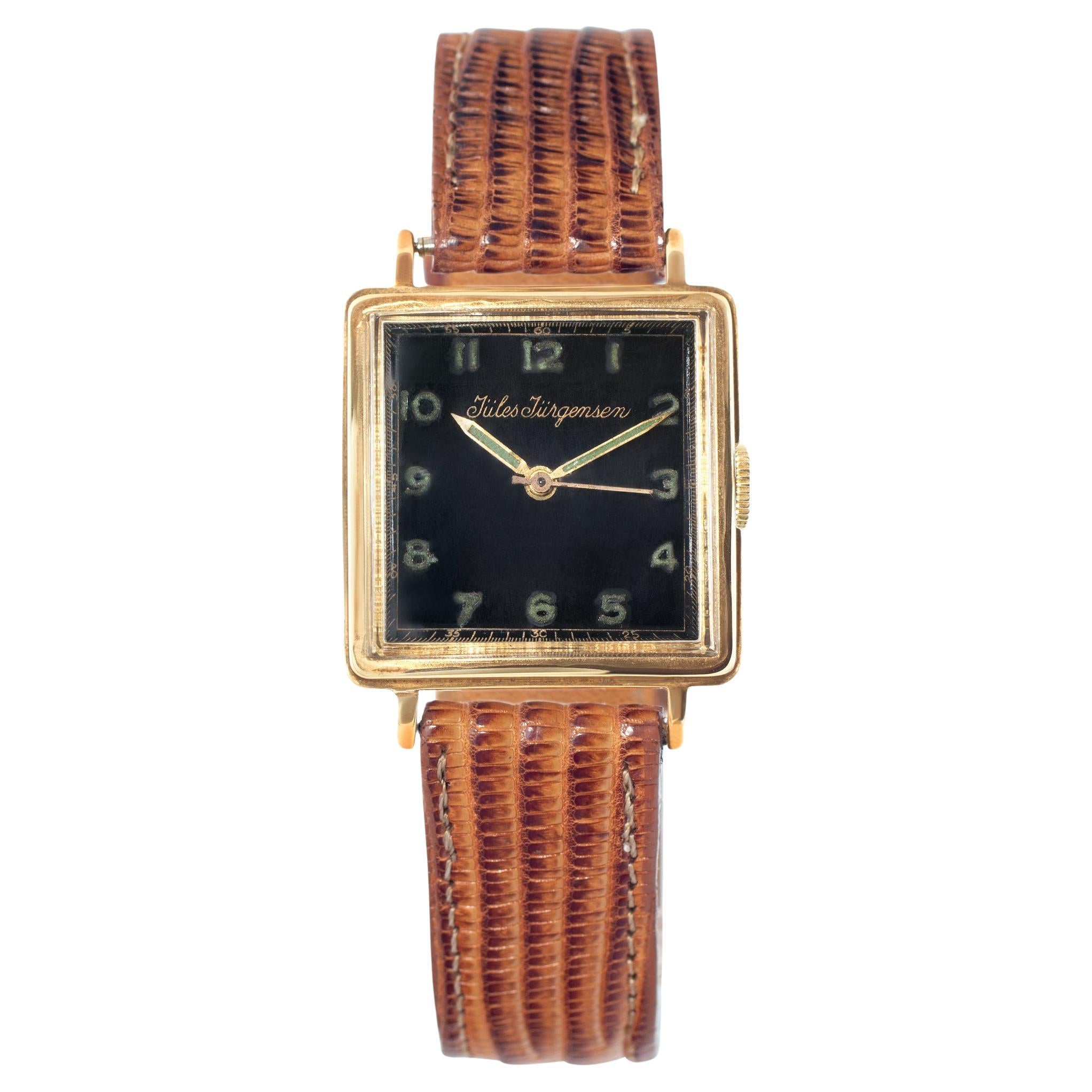 J. Jergens Vintage in yellow gold with a Black dial 27mm Manual watch For Sale