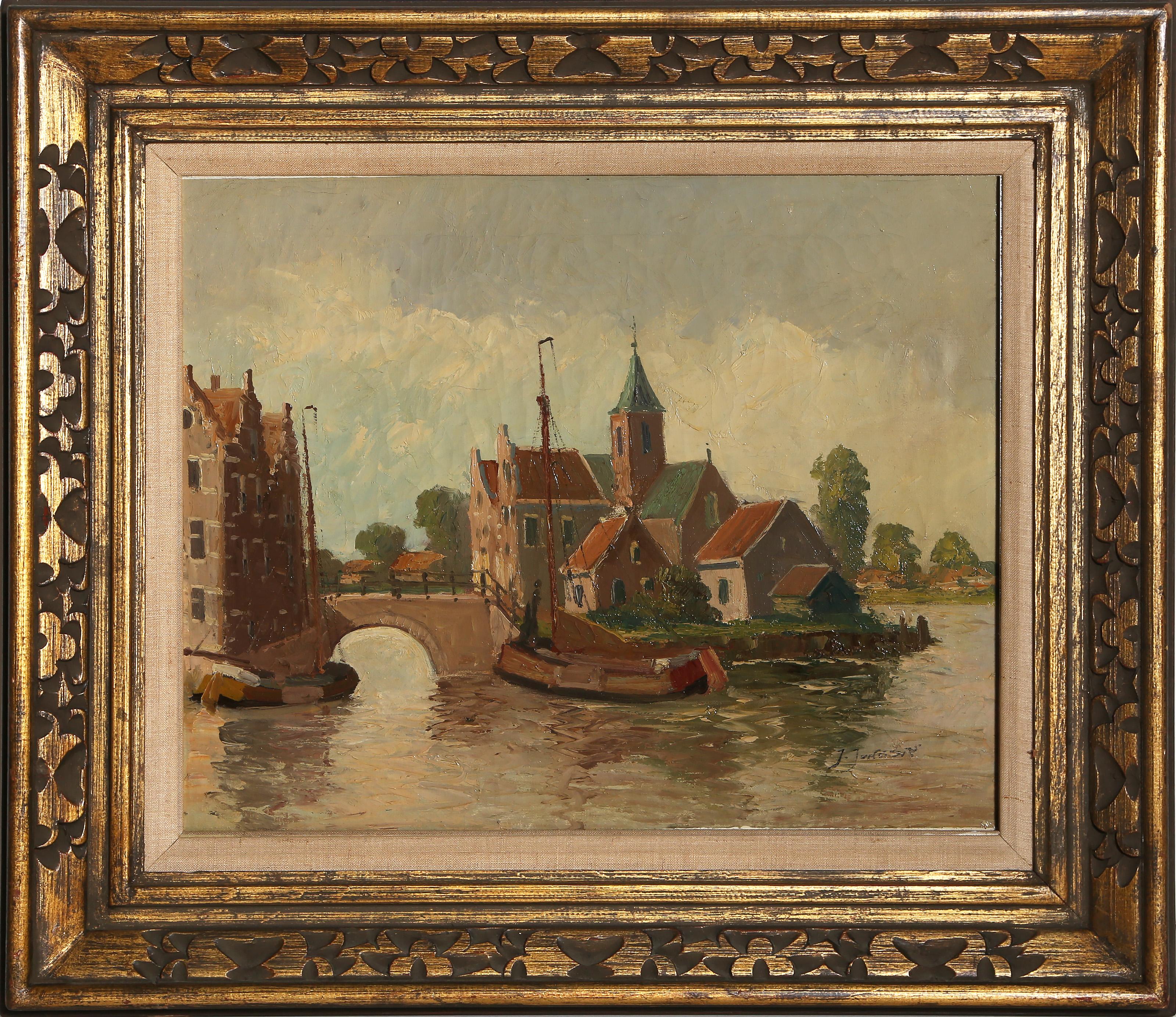 Cityscape, Impressionist Oil Painting on Canvas by J Johnson