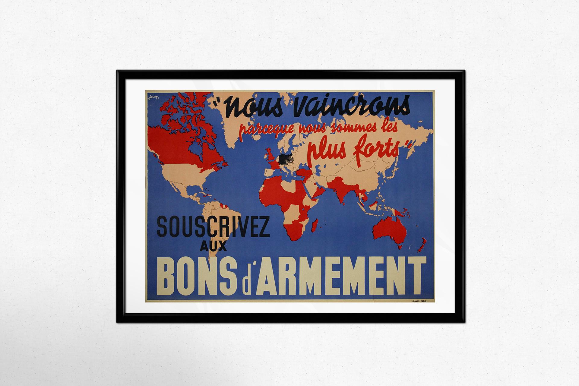 1939 Powerful WWII french poster - Subscribe to Armament Bonds For Sale 2