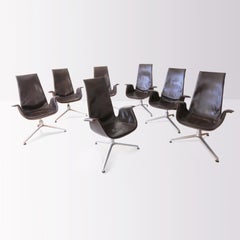 Eight FK 6725 Buket Armchairs by J. Kastholm & P. Fabricius, Brown Leather, 1960