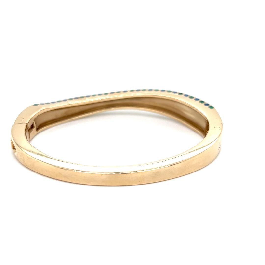 Round Cut J. Kennedy Blue and Green Onyx Cylettes Bangle Bracelet in 14k Yellow Gold  For Sale