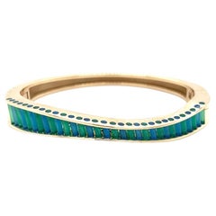J. Kennedy Blue and Green Onyx Cylettes Bangle Bracelet in 14k Yellow Gold