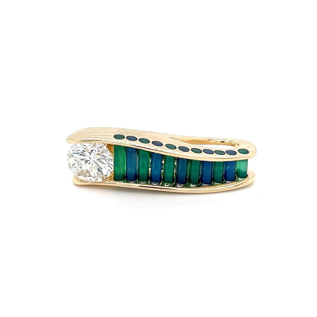 J. Kennedy Cylettes Diamant-Anhänger aus 14 Karat Gelbgold (Zeitgenössisch)