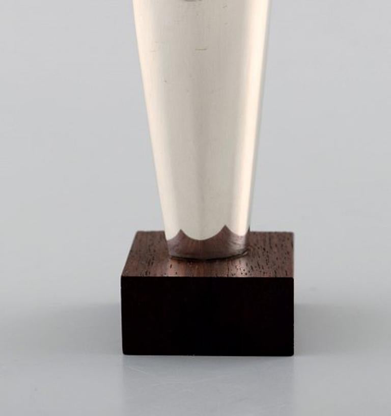 J. L. Hultman, Modernist Vase in Sterling Silver on Wooden Base, circa 1950s 1