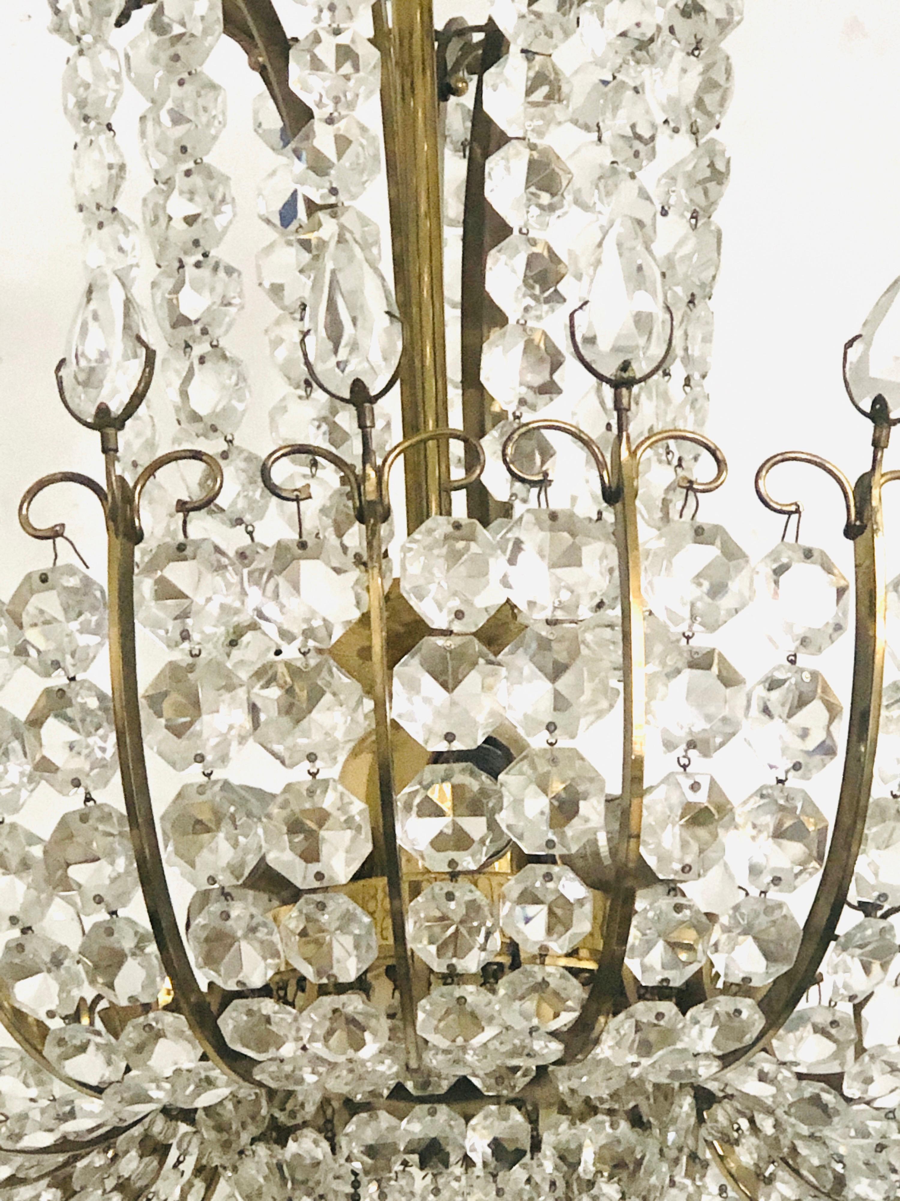 J L Lobmeyr Crystal and Bronze Midcentury Chandelier 4