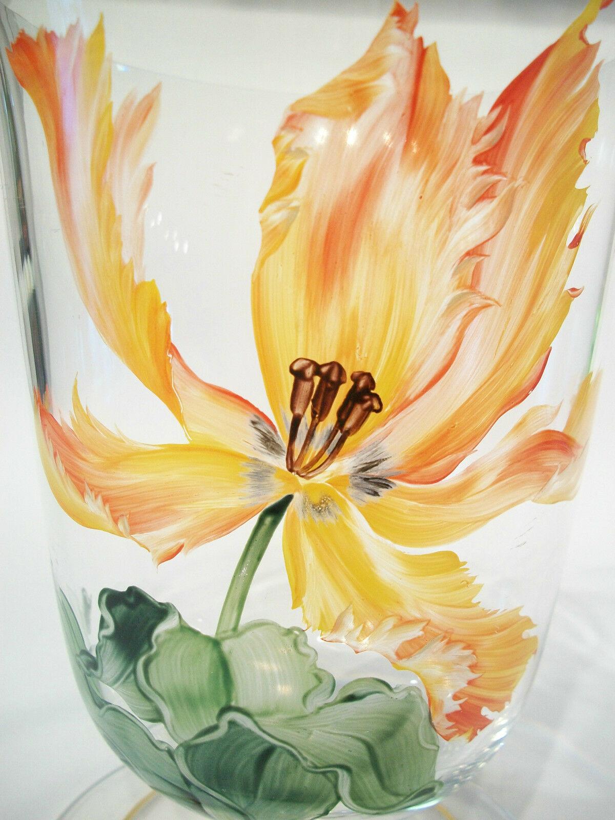 Austrian J & L Lobmeyr, Mid Century Enamel Patrician Glass Vase, Austria, Circa 1950's For Sale
