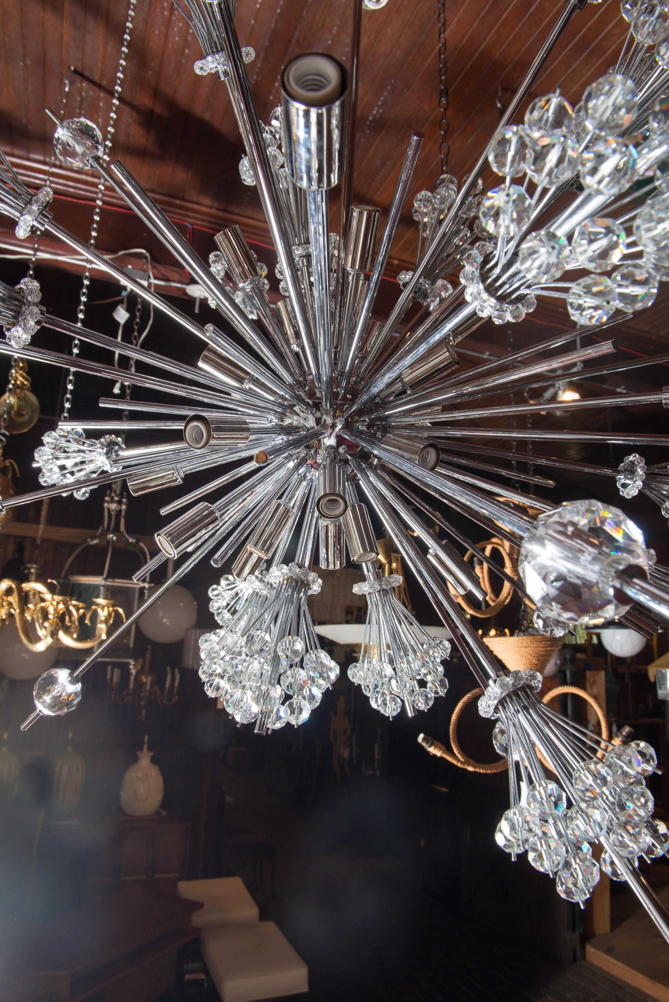 J. & L. Lobmeyr Starburst Chrome, Crystal Chandelier, by Hans Harald Rath For Sale 3