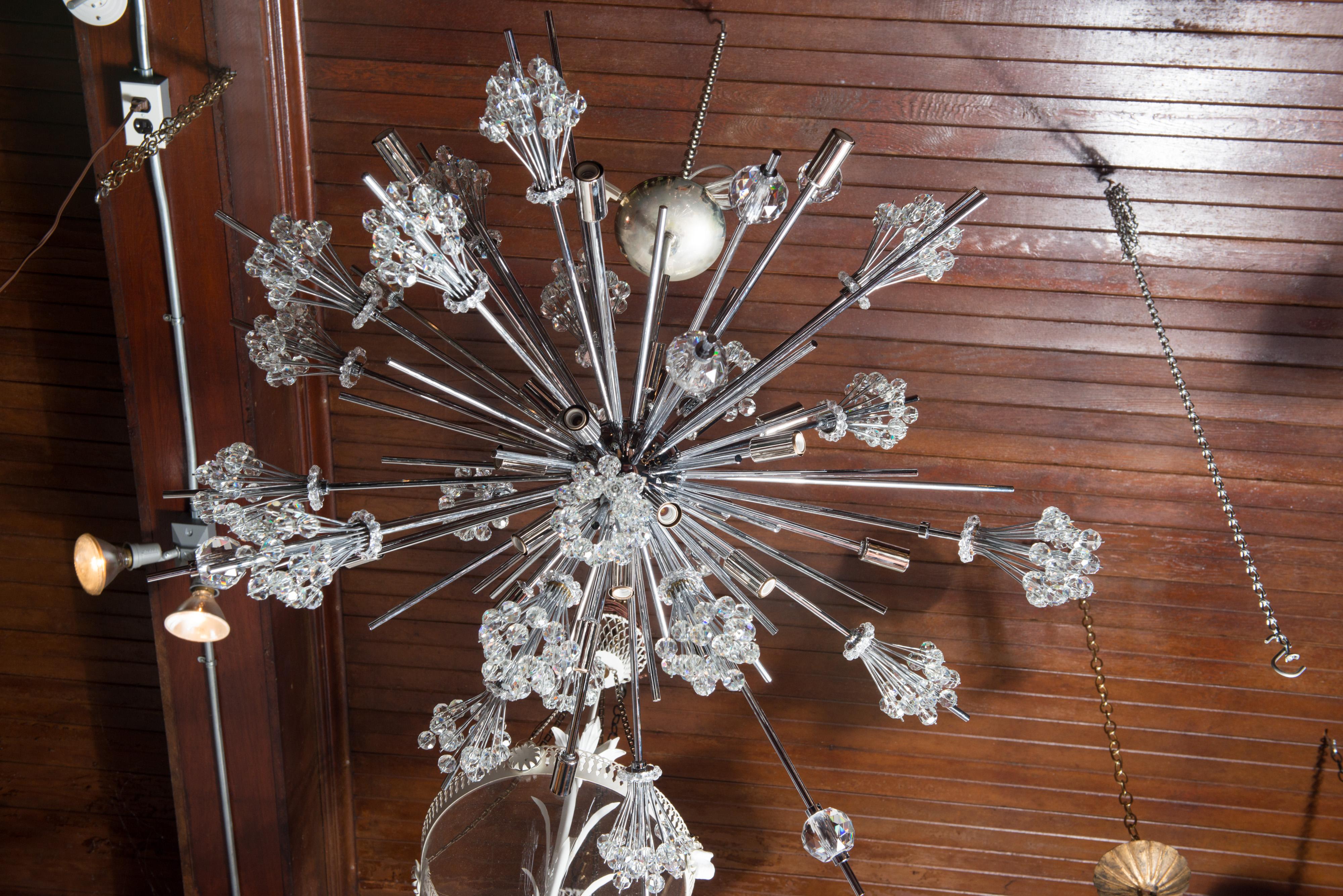 J. & L. Lobmeyr Starburst Chrome, Crystal Chandelier, by Hans Harald Rath For Sale 4