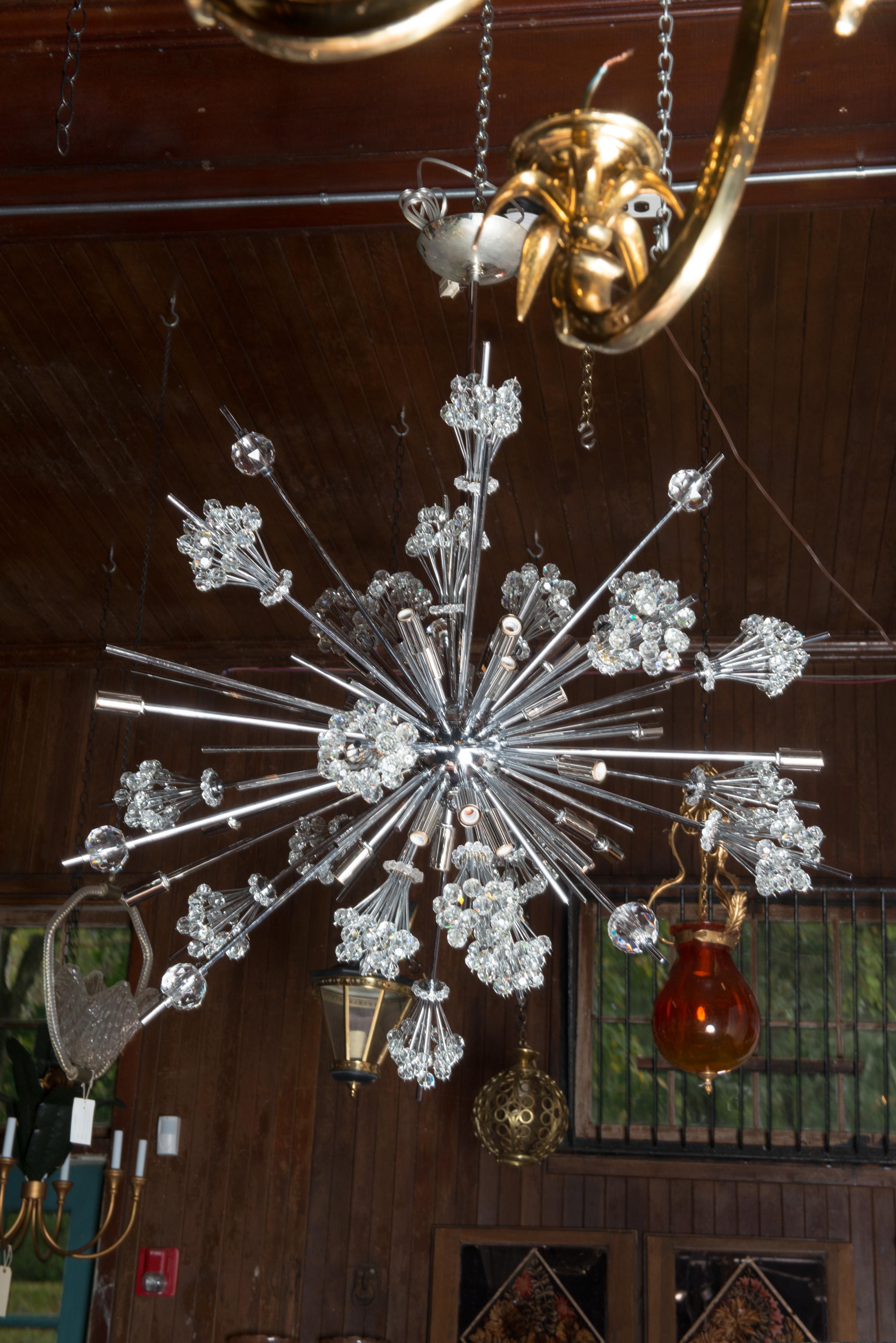 J. & L. Lobmeyr Starburst Chrome, Crystal Chandelier, by Hans Harald Rath For Sale 7