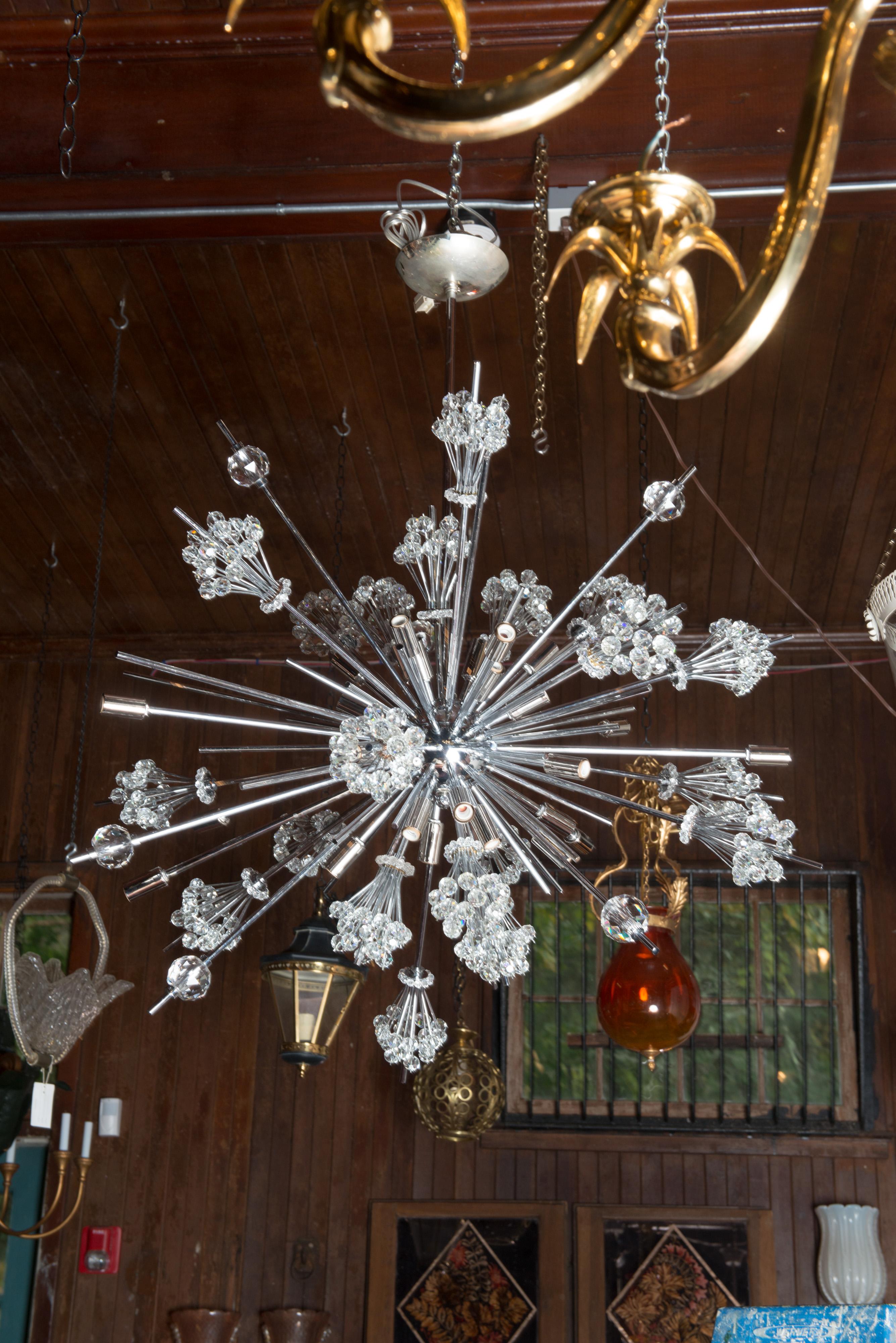 J. & L. Lobmeyr Starburst Chrome, Crystal Chandelier, by Hans Harald Rath For Sale 8