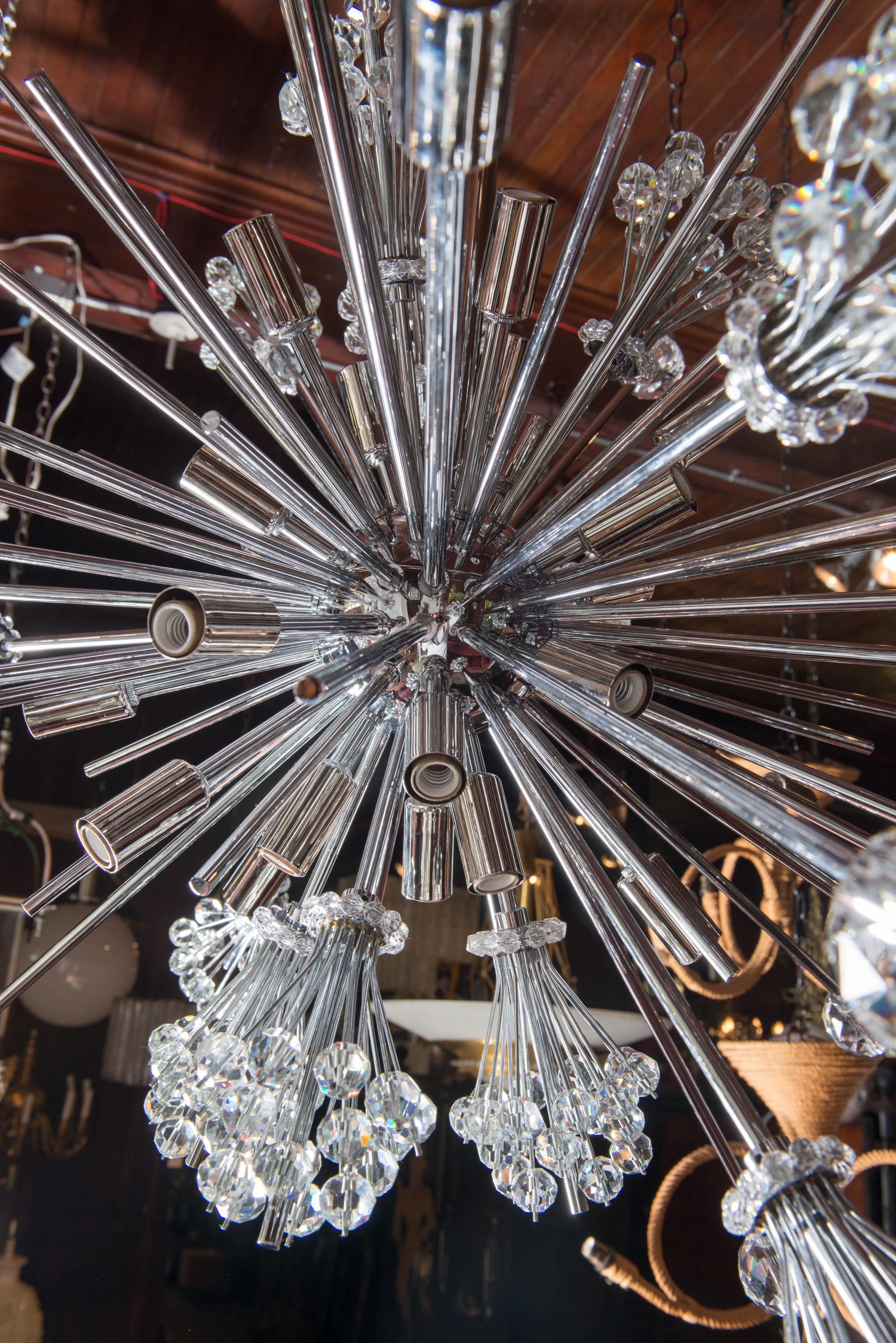 J. & L. Lobmeyr Starburst Chrome, Crystal Chandelier, by Hans Harald Rath For Sale 2