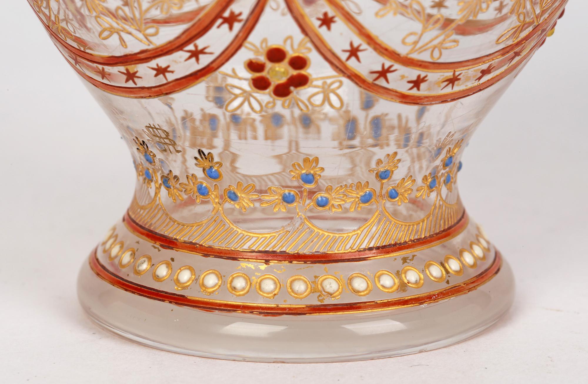Blown Glass J & L Lobmeyr Viennese Enamelled Persian-Style Glass Vase For Sale
