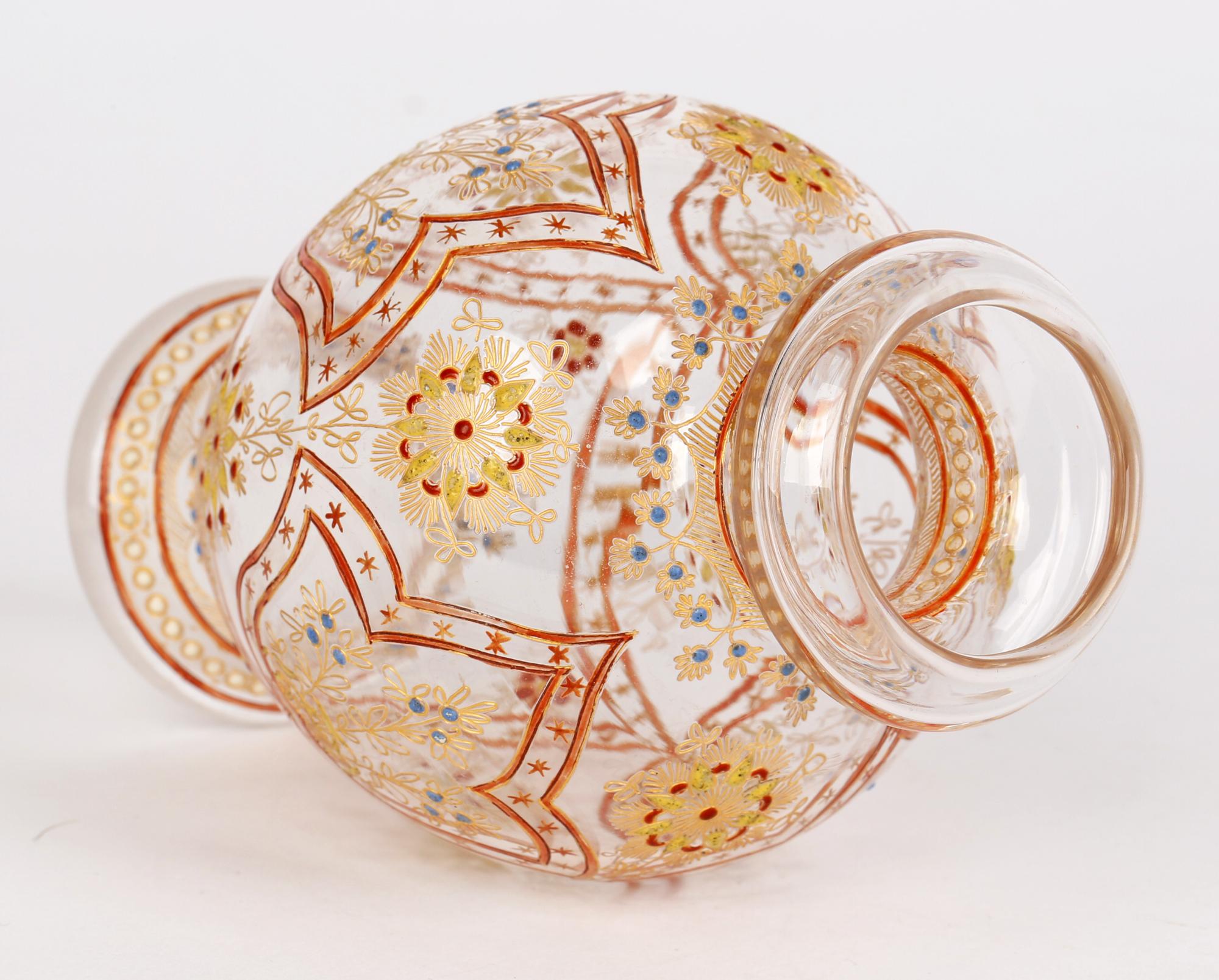 J. & L. Lobmeyr Jarrón vienés de cristal esmaltado de estilo persa en venta 5