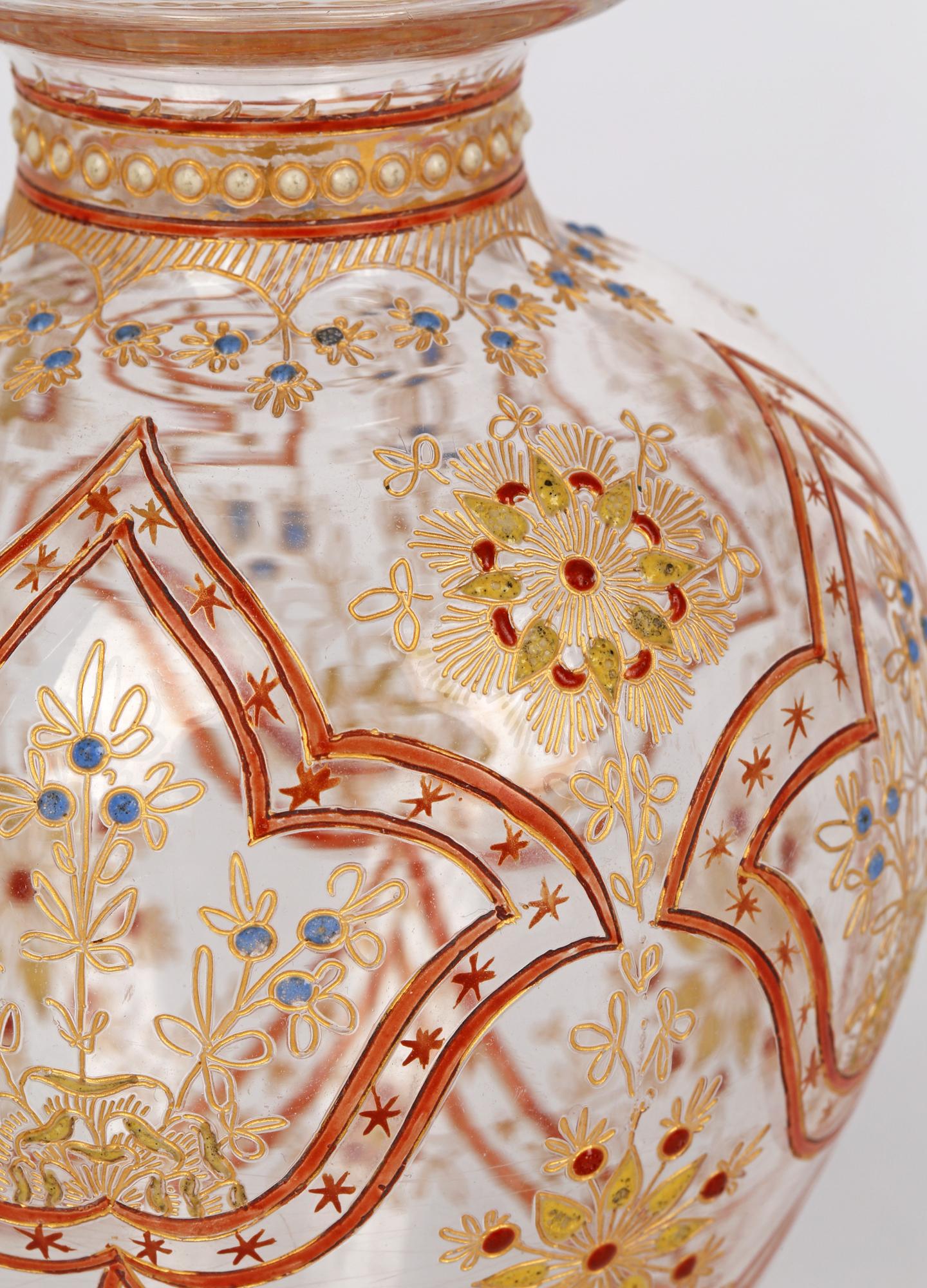 J & L Lobmeyr Viennese Enamelled Persian-Style Glass Vase For Sale 3