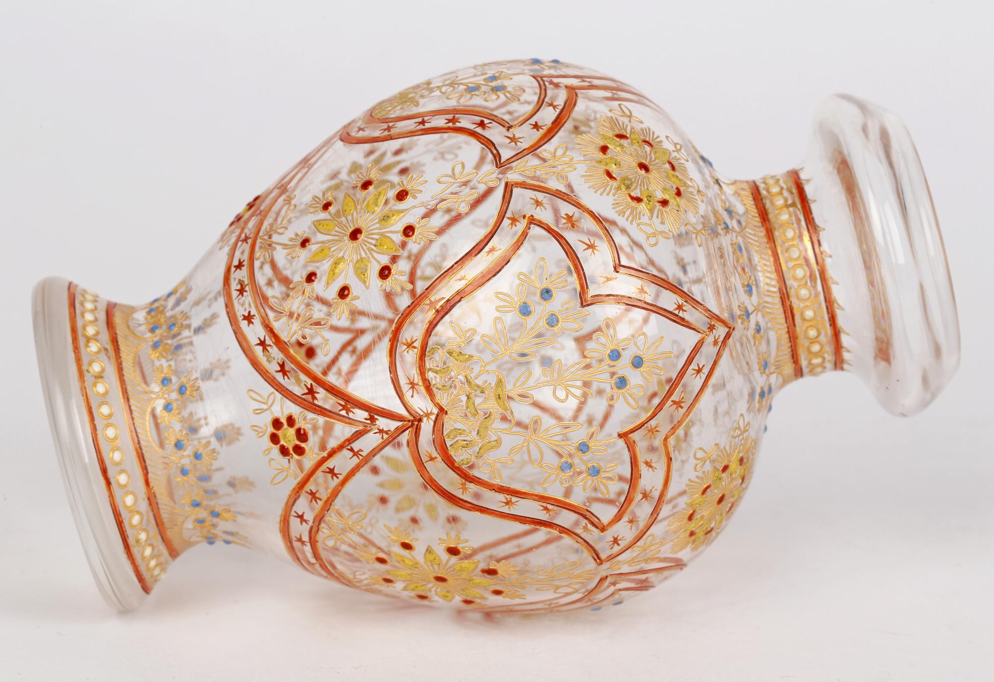 J & L Lobmeyr Viennese Enamelled Persian-Style Glass Vase For Sale 5