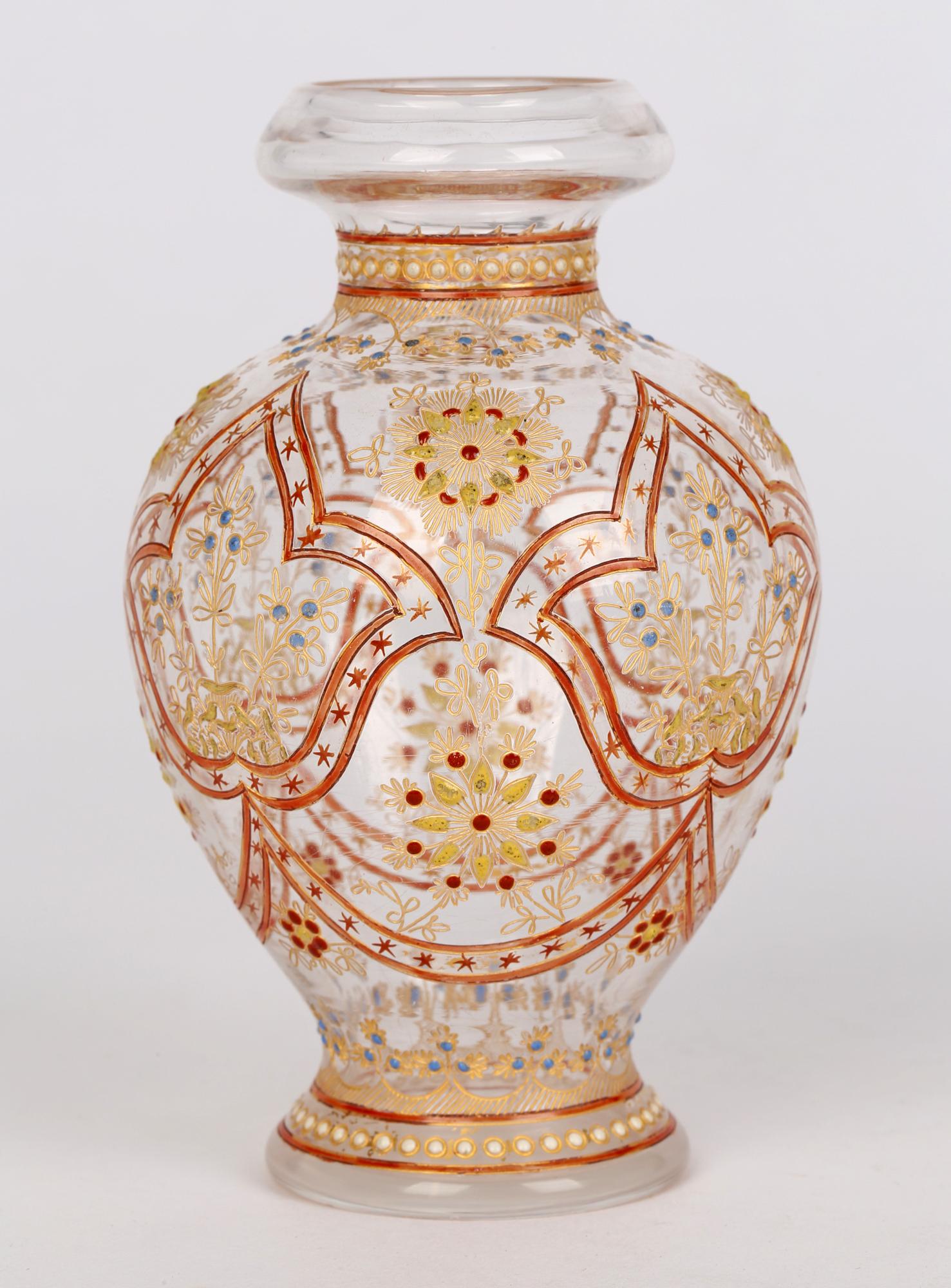 J & L Lobmeyr Viennese Enamelled Persian-Style Glass Vase For Sale 7