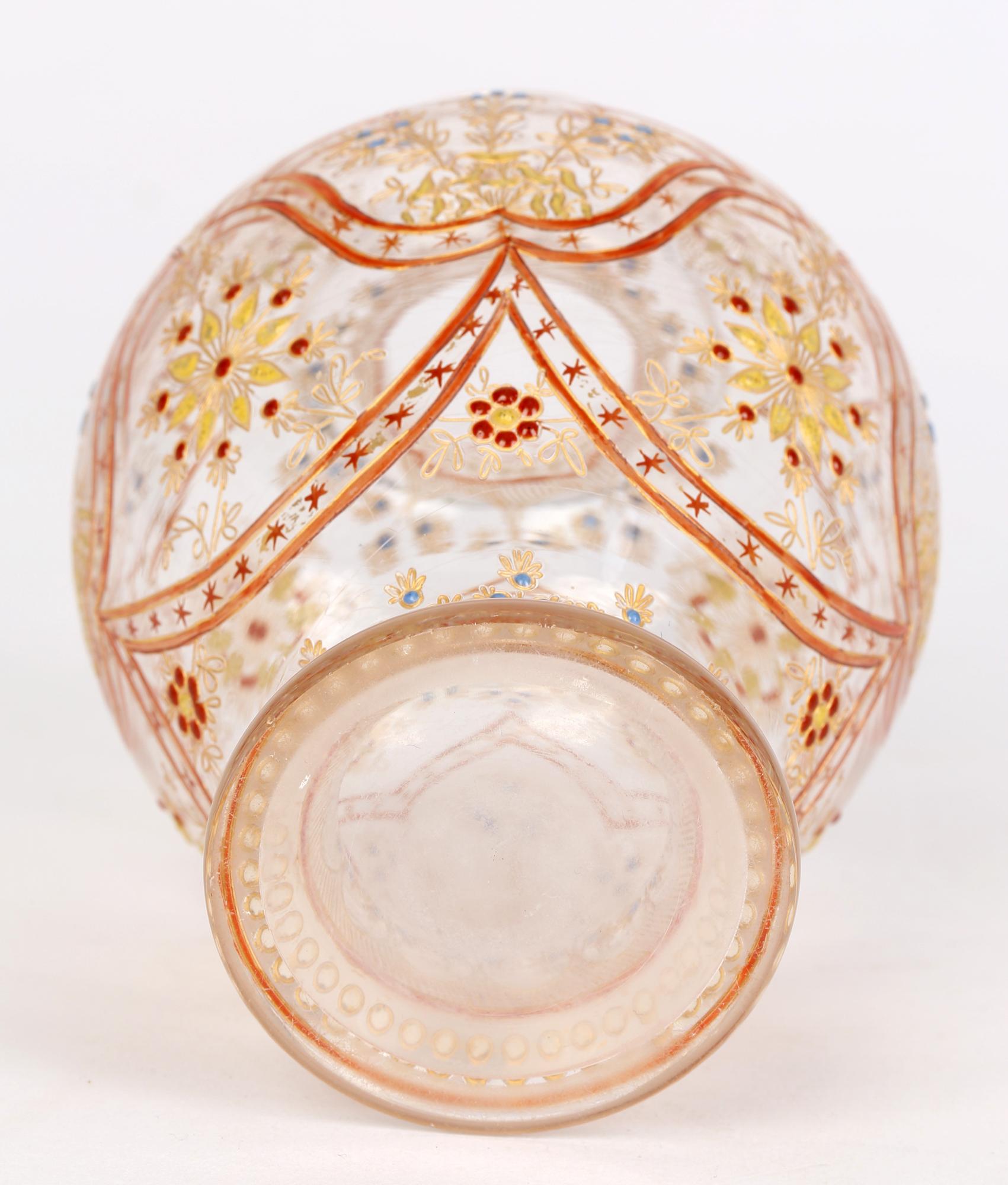 Enameled J & L Lobmeyr Viennese Enamelled Persian-Style Glass Vase For Sale