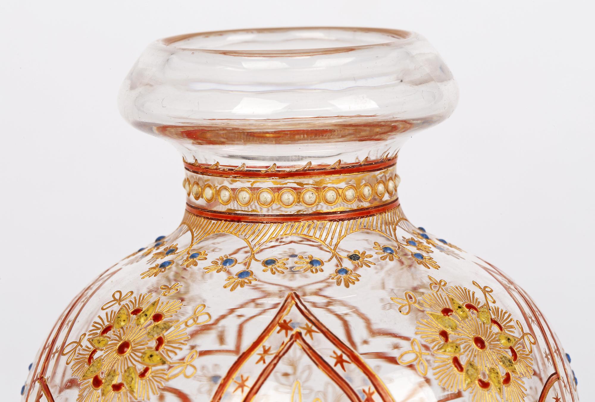 J & L Lobmeyr Viennese Enamelled Persian-Style Glass Vase In Good Condition For Sale In Bishop's Stortford, Hertfordshire