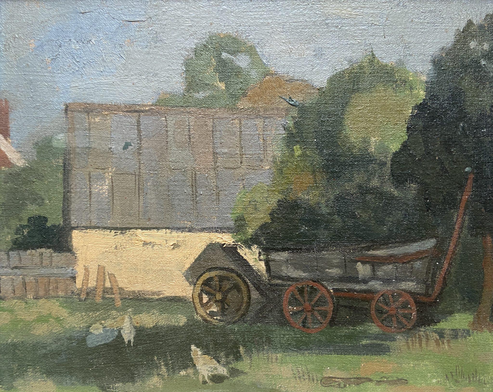 J. L. Ponsonby Landscape Painting – Sommer auf dem Bauernhof, Öl-Landschaftsgemälde des 20. Jahrhunderts, Neuseeland