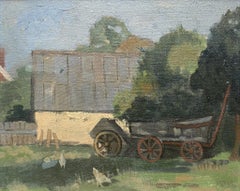 Vintage Summer on the Farmstead, 20th Century Oil Landscape Painting, New Zealand