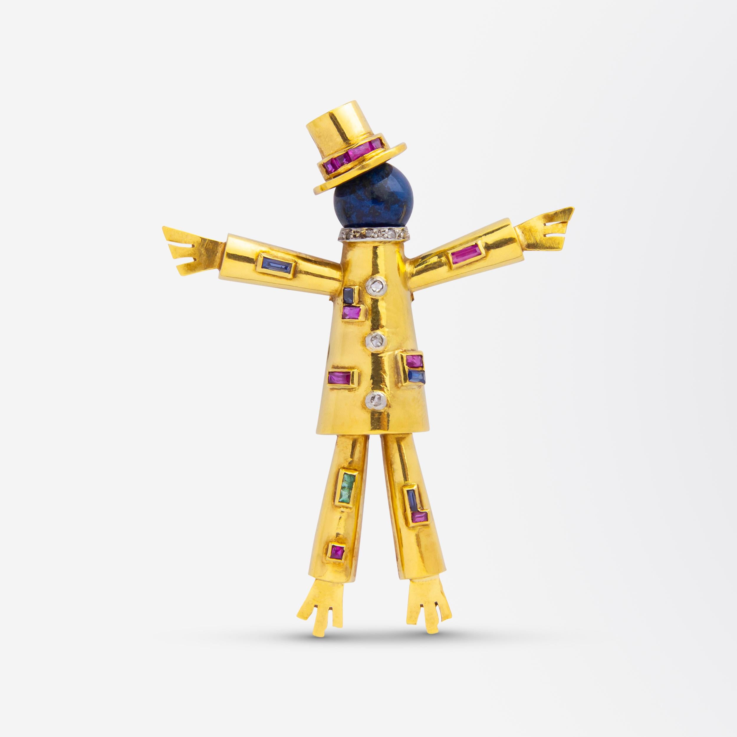 J LaCloche, période rétro, épingle à broche en forme d
épouvantail