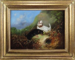 Original Pair of Oils on Canvas by J. Langlois, "Rabbiting"