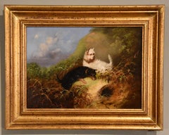 Pareja de óleos de J Langlois "Conejar"