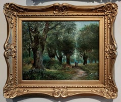 Peinture à l'huile de J Laslelles « Une scène dans la forêt d'Epping »