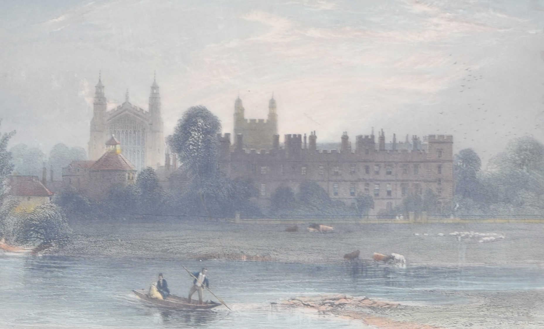 Eton from the Locks 19th century hand-coloured engraving by James Redaway - Painting by J Lewis