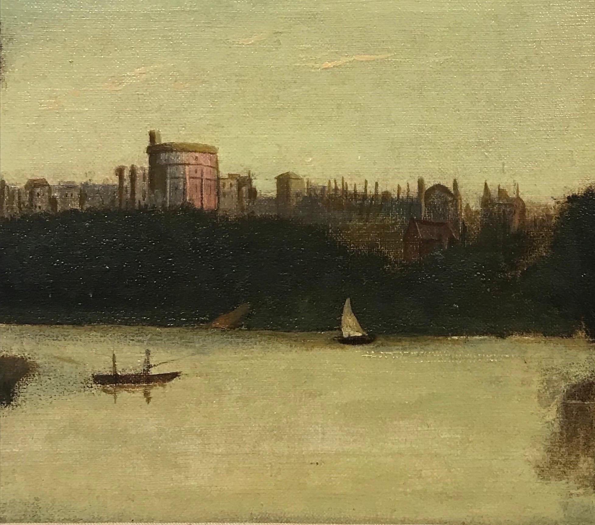 Castello di Windsor dal Tamigi, dipinto a olio vittoriano firmato, incorniciato in vendita 1