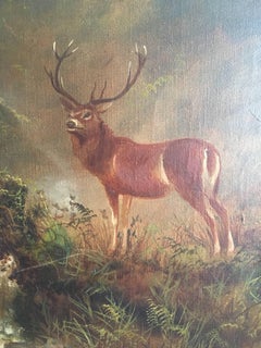 Monarch of the Glen, Highland Stag, Antique Oil Painting