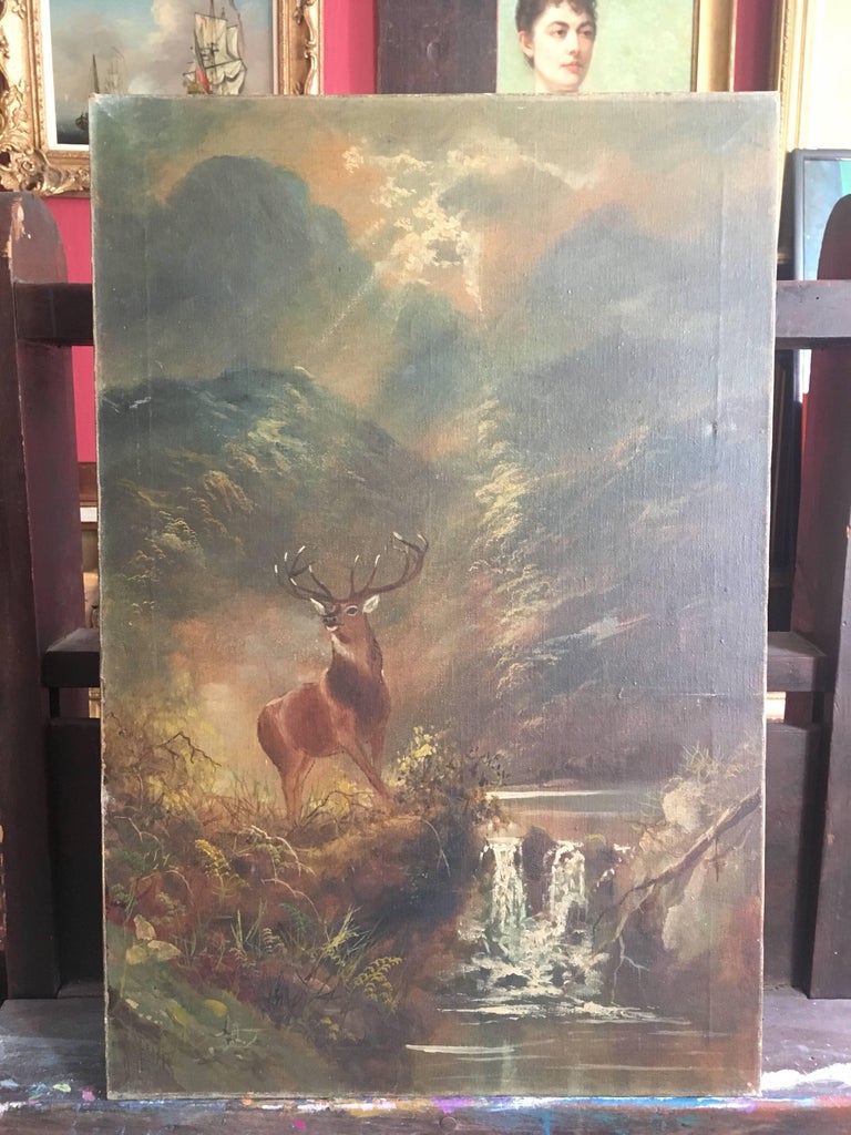 J Lewis Monarch Of The Glen Highland Stag Antique Scottish