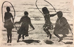"Children Jumping Rope" Limited Edition Etching (4/78) Signed, Dated by Artist