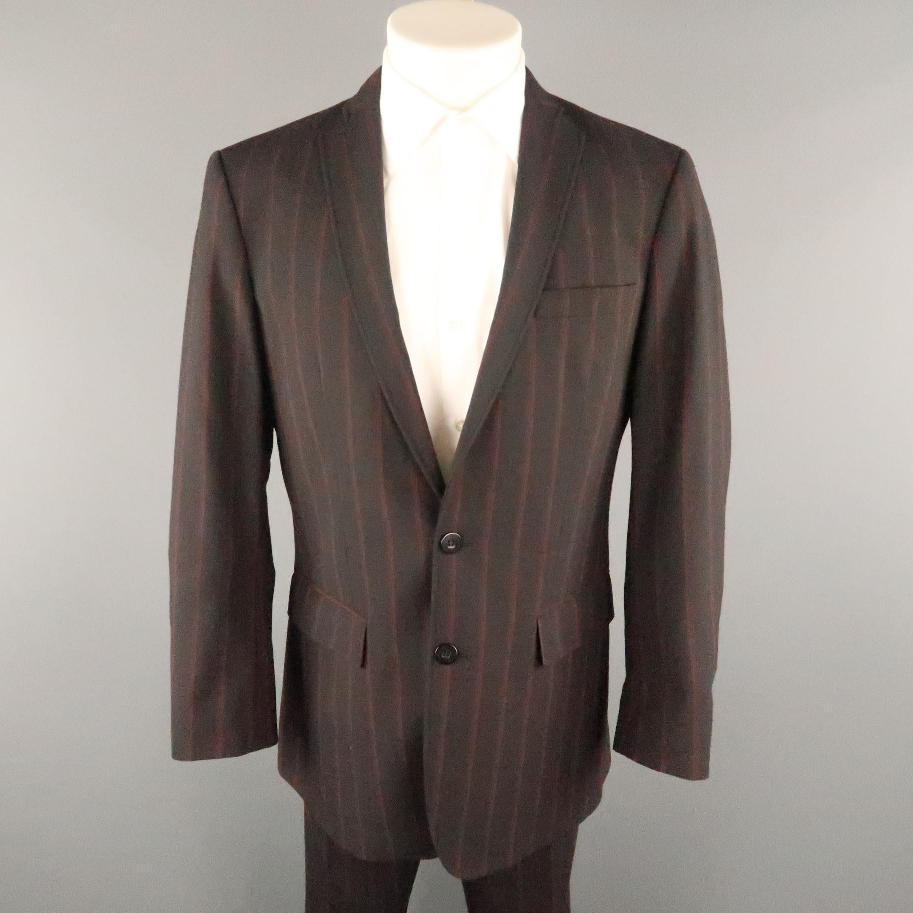 J. LINDEBERG 40 Black and Red Pinstripe 32 32 Notch Lapel Suit For Sale