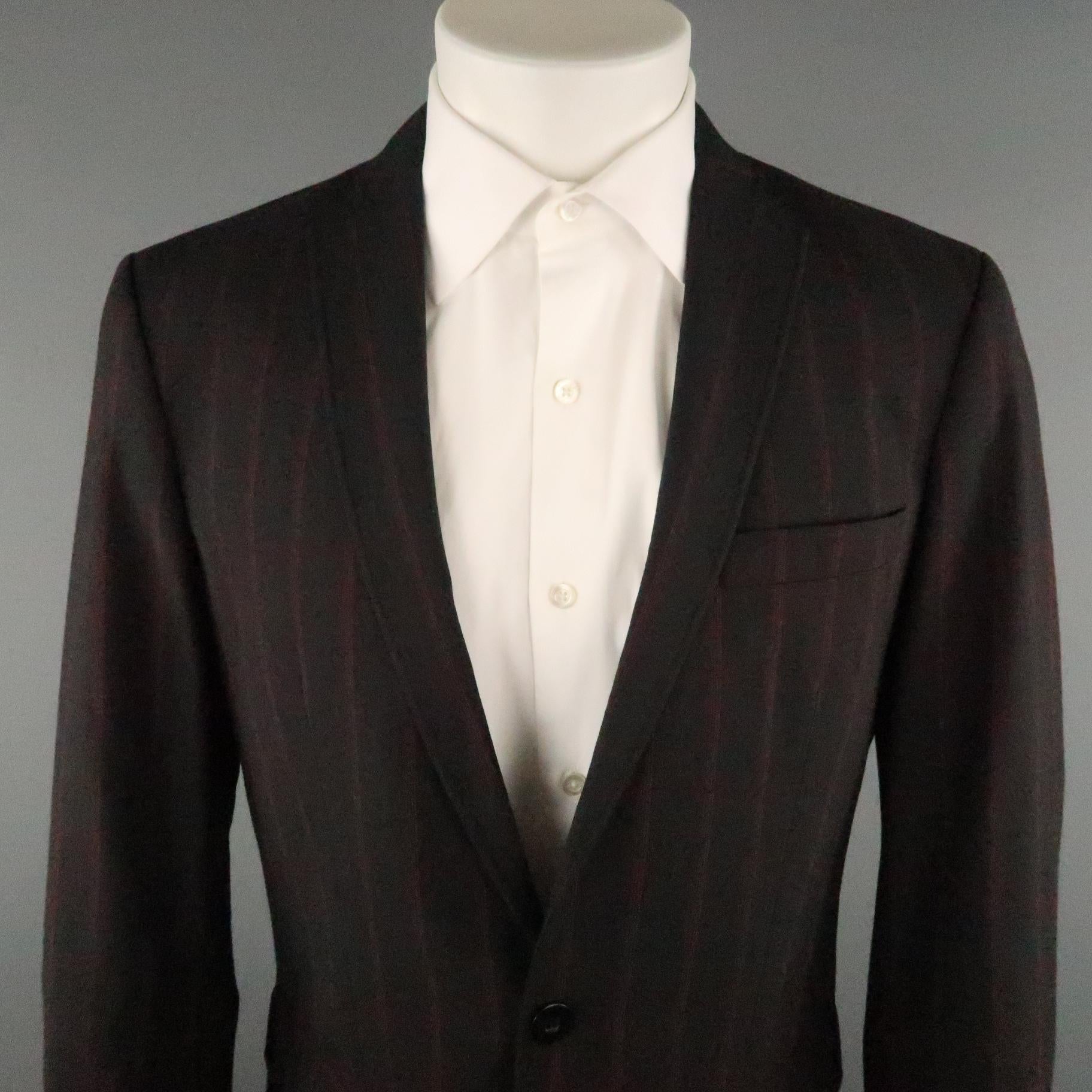 J. LINDEBERG 40 Black and Red Pinstripe 32 32 Notch Lapel Suit For Sale