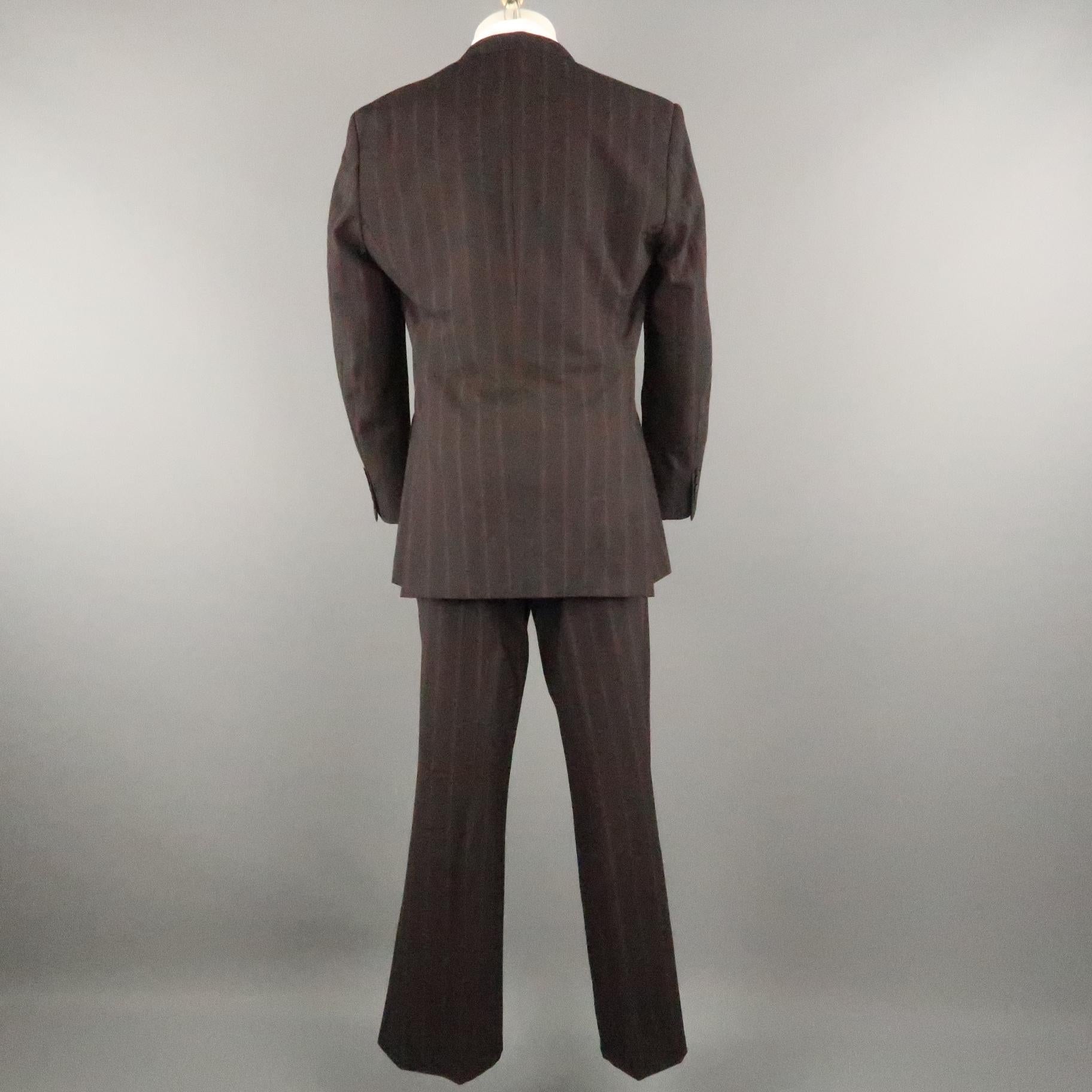 J. LINDEBERG 40 Black and Red Pinstripe 32 32 Notch Lapel Suit For Sale