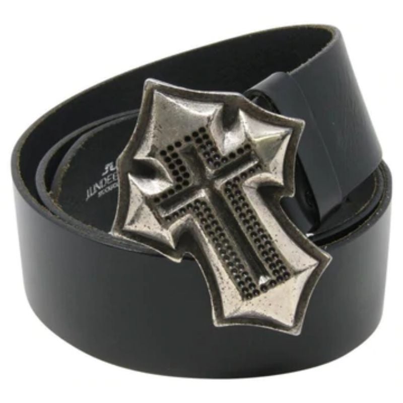 J. Lindeberg Black Cross Leather Strap Men's Belt