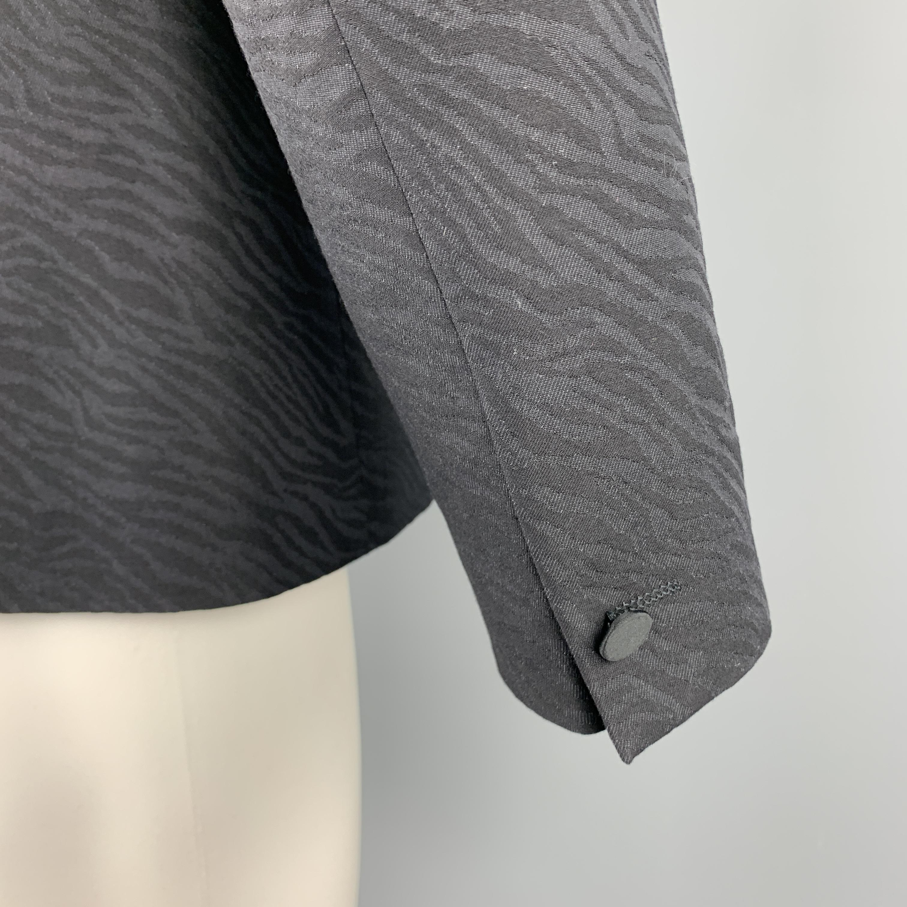 Men's J. LINDEBERG Size 34 Black Jacquard Cotton / Wool Shawl Collar Sport Coat