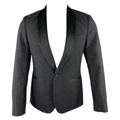 J. LINDEBERG Size 34 Black Jacquard Cotton / Wool Shawl Collar Sport Coat