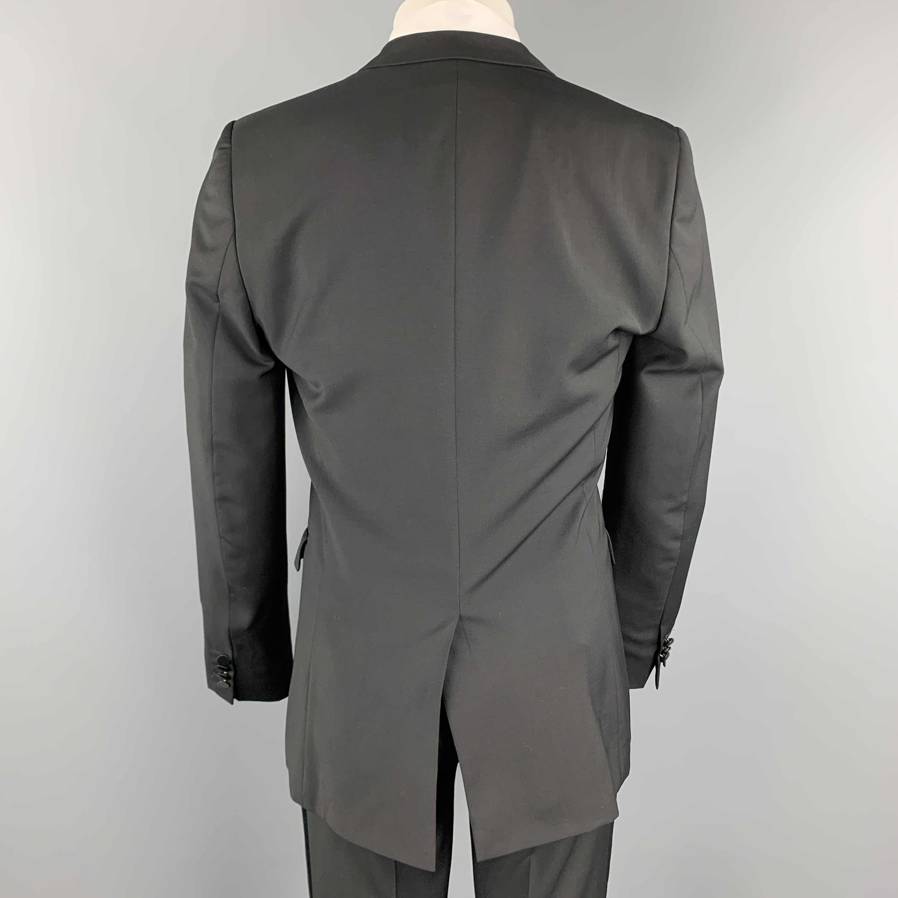 J. LINDEBERG Size 36 Black Wool Satin Peak Lapel Tuxedo Suit In Excellent Condition In San Francisco, CA