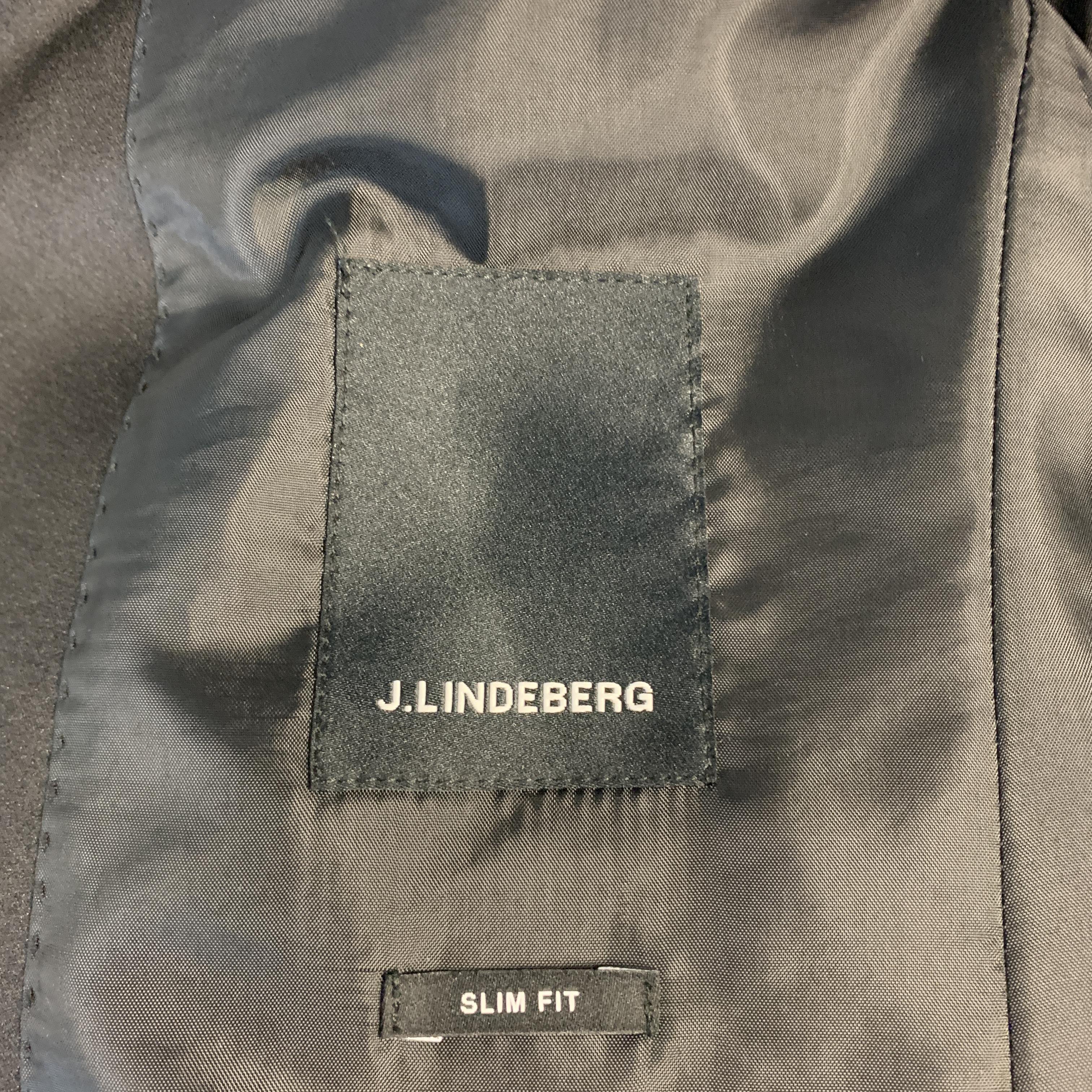 J. LINDEBERG Size 36 Black Woven Cotton Blend Peak Lapel Sport Coat 3