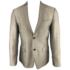 J. LINDEBERG Size 38 Herringbone Gray Cotton Blend Notch Lapel Sport Coat Jacket
