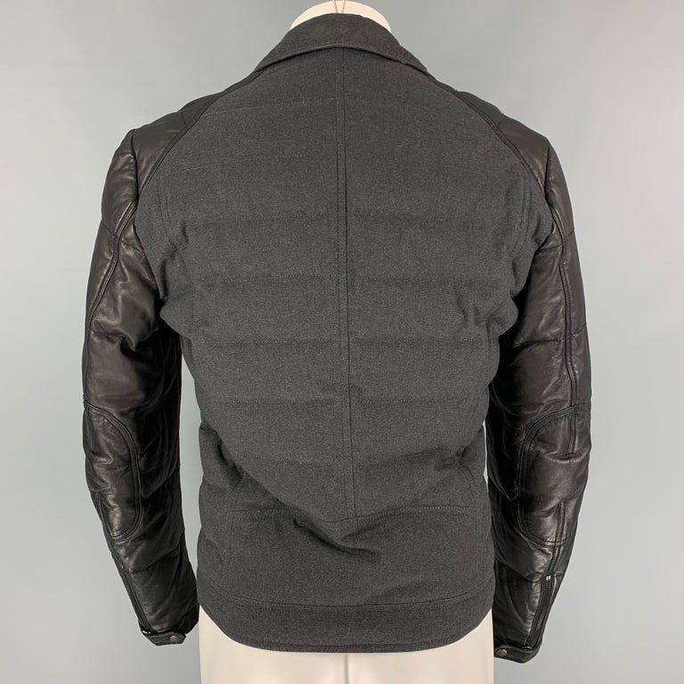 J. LINDEBERG Size M Charcoal Black Quilted Cotton Leather Jacket For