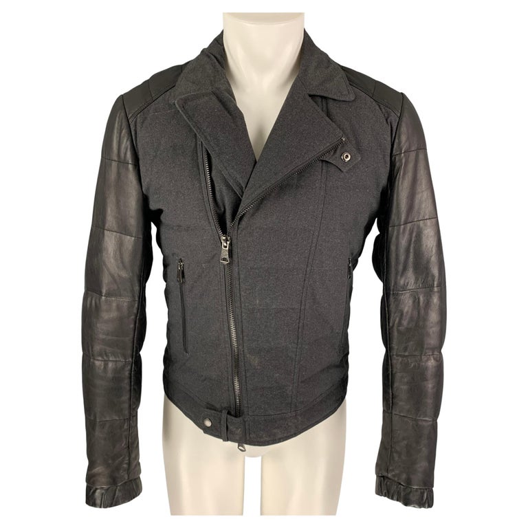 J. LINDEBERG Size M Charcoal Black Quilted Cotton Leather Jacket For
