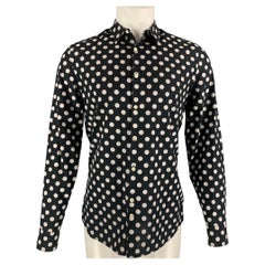 J. LINDEBERG Size M Polka Dot Cotton Button Down Black Long Sleeve Shirt