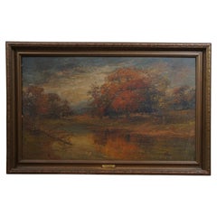 Antique J Lurell Wise Indian Summer Impressionist Forest Landscape Oil Painting on Board