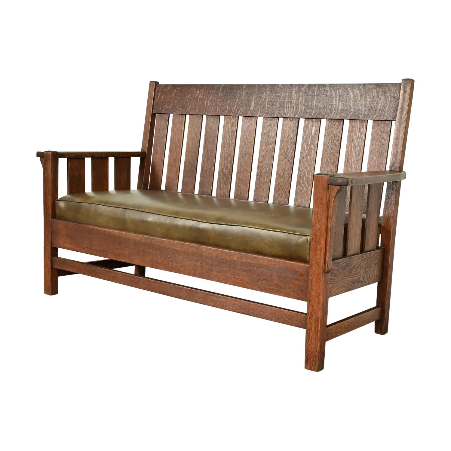 J. M. Young and Sons : banc ou canapé de style Mission Arts & Crafts en chêne ancien en vente