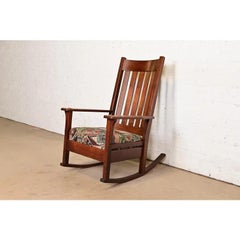 J. M. Young & Sons Antique Mission Oak Arts & Crafts Rocking Chair, Circa 1900
