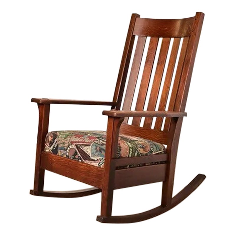 J. M. Young & Sons Antique Mission Oak Arts & Crafts Rocking Chair, Circa 1900