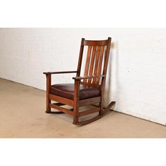 J. M. Young & Sons Antique Mission Oak Arts & Crafts Rocking Chair, Circa 1910